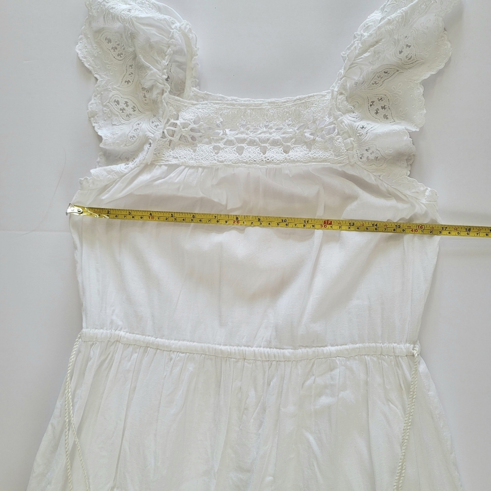 Ulla Johnson Square Neck Opeline Midi Dress in Blanc White, Linen Cotton, XS - Picture 4 of 7